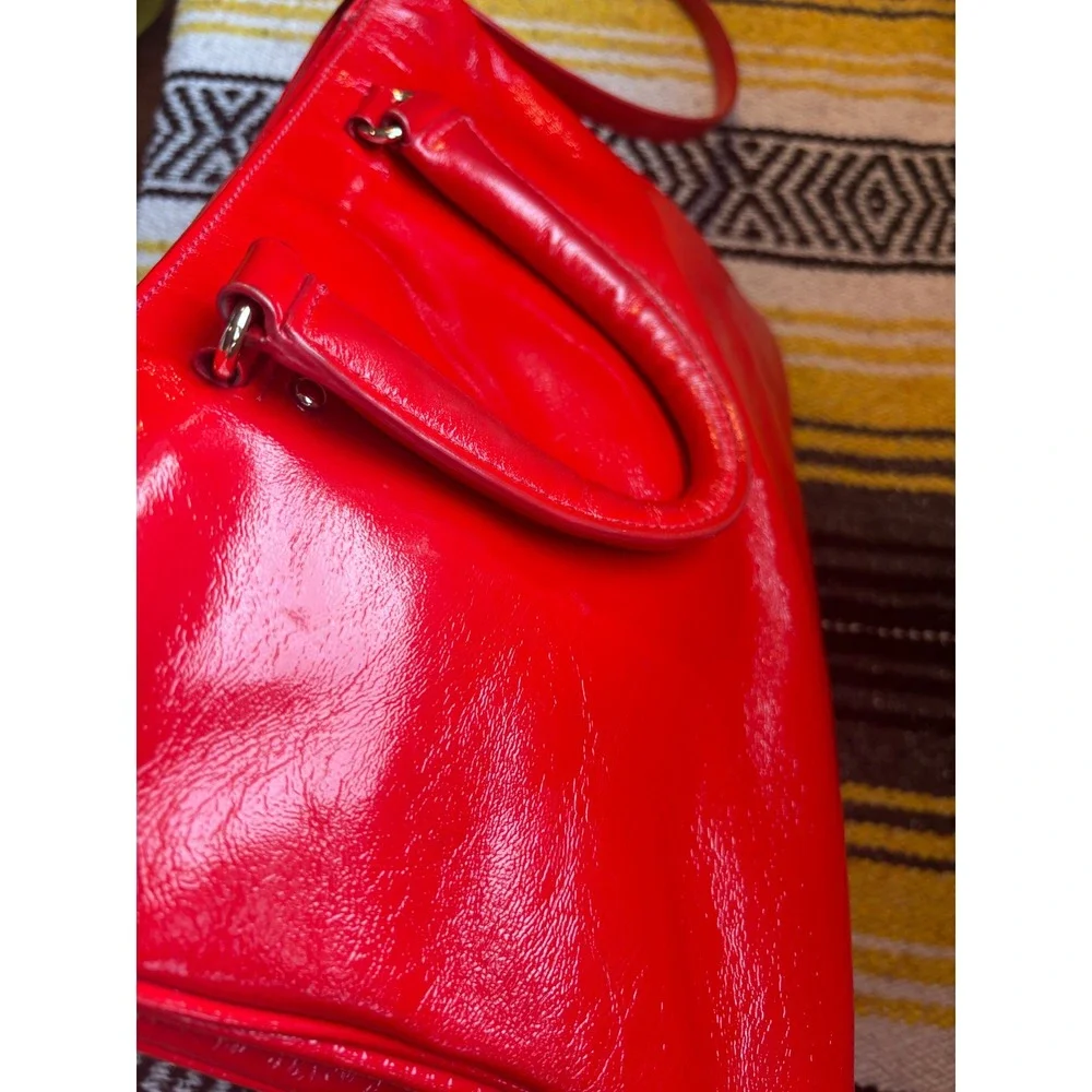Kate Spade New York Red Patent Leather Satchel Crossbody Bag Glossy Red